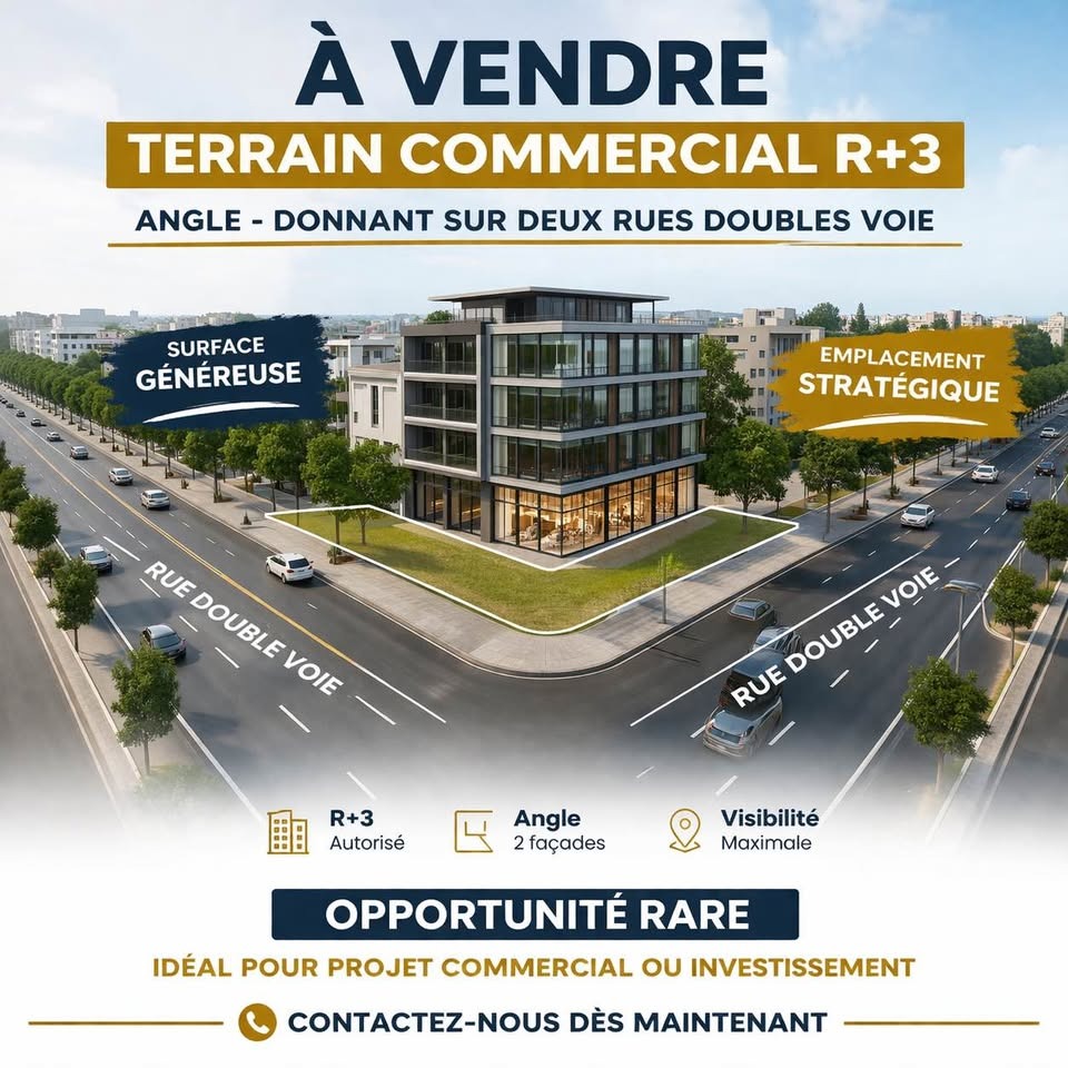Visualisation architecturale d'un terrain commercial R+3 à Benslimane — Jnane Khalid